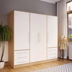 Szafa ubraniowa 207 cm Kolor Dąb Sonoma/Biały